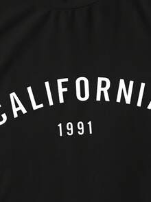 SHEIN LUNE 大碼字母圖案T恤 - 黑色 - 查看 3