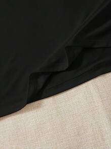 SHEIN LUNE 大碼字母圖案T恤 - 黑色 - 查看 5