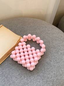 Girls Beaded Satchel Bag Pink - Pink - View 2