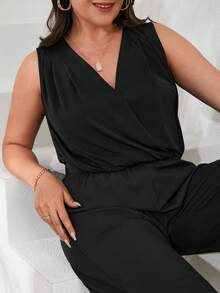 RueChic Plus Solid Surplice Neck Blouse - Black - View 4