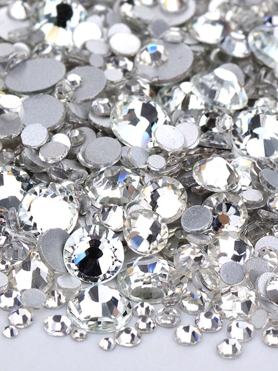 1440pcs White 0.14-0.66cm Decorative Rhinestone, Glass Artificial Crystal, For DIY Decor