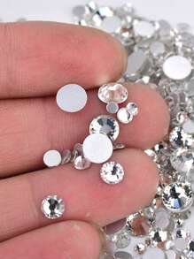 1440pcs White 0.14-0.66cm Decorative Rhinestone, Glass Artificial Crystal, For DIY Decor