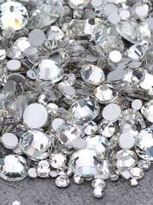 1440pcs White 0.14-0.66cm Decorative Rhinestone, Glass Artificial Crystal, For DIY Decor
