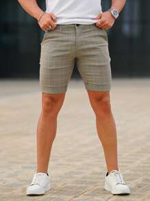 Quần Short Nam Túi Sọc ca rô Giải trí - Màu xanh Ô liu - Xem 1