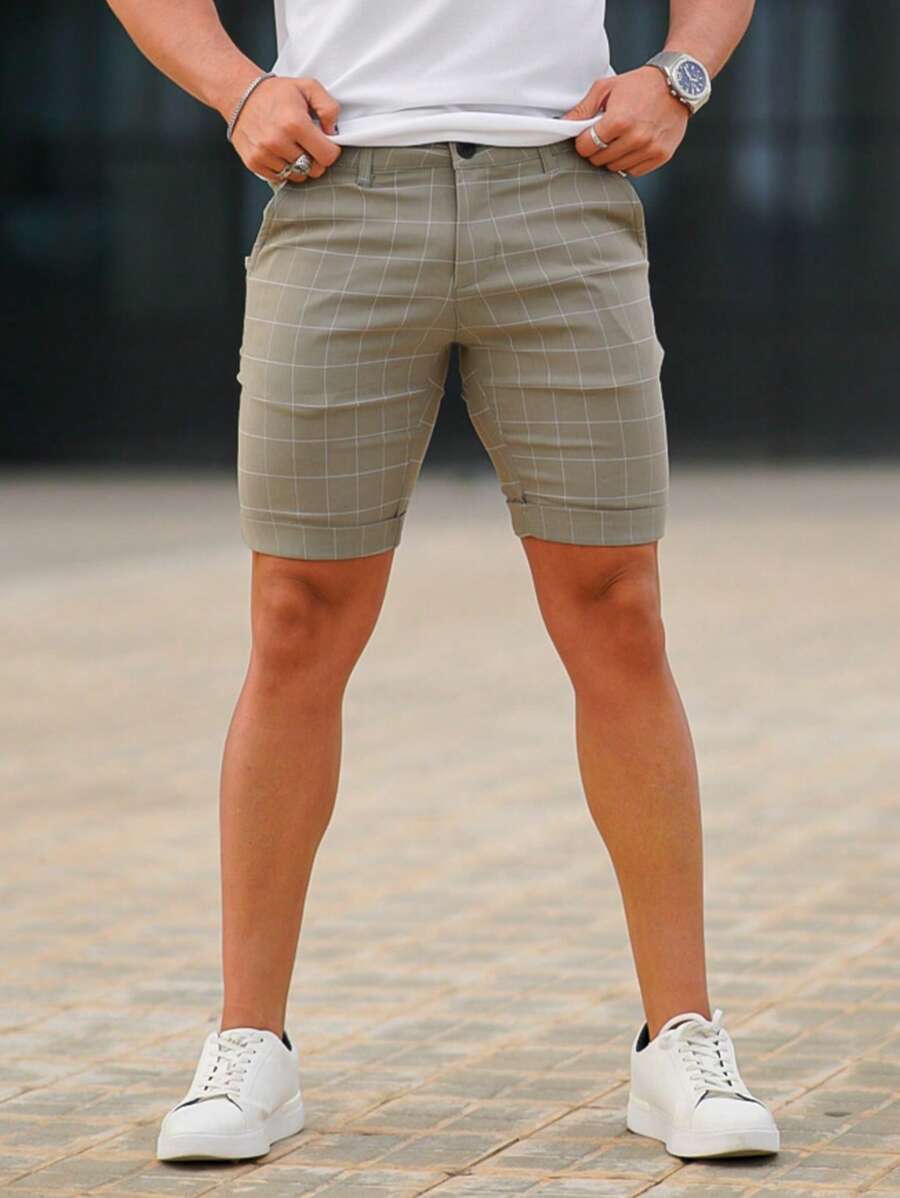Quần Short Nam Túi Sọc ca rô Giải trí - Màu xanh Ô liu - Xem 1