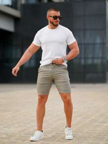 Quần Short Nam Túi Sọc ca rô Giải trí - Màu xanh Ô liu - Xem 3