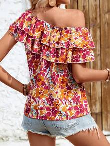 SHEIN LUNE Áo sơ mi nữ Xù Hoa Tất cả trên in Boho - Nhiều màu - Xem 2