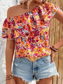 SHEIN LUNE Áo sơ mi nữ Xù Hoa Tất cả trên in Boho - Nhiều màu - Xem 6