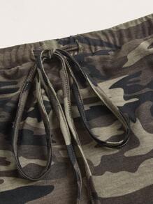 SHEIN EZwear Falda ajustado con cintura ajustable de cordón y estampado camuflaje, para verano - Multicolor - Ver 4