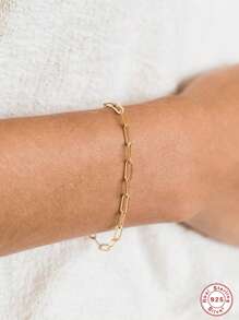 極簡風格銀手鏈 - 金色 - 查看 2