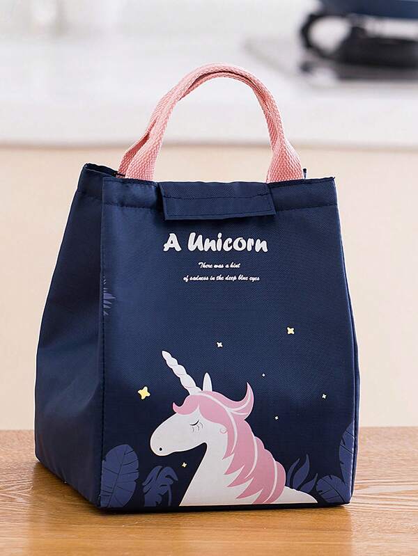 1pc Unicorn Pattern Insulated Lunch Box Bag