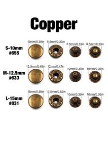 25入組/套鐵質按扣日常古董金色圓形手工縫紉和工藝品供應 - 銅色 - 查看 2
