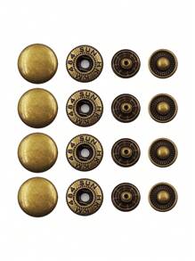 25入組/套鐵質按扣日常古董金色圓形手工縫紉和工藝品供應 - 銅色 - 查看 5