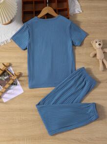 Girls Eyelash & Letter Embroidery PJ Set