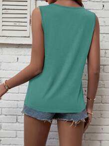 SHEIN LUNE Criss Cross Tank Top - Cadet Blue - View 2