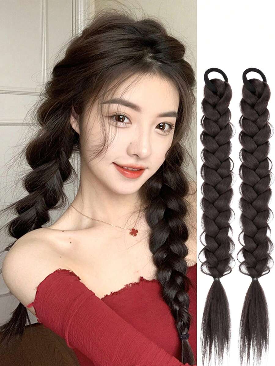 2 piezas de trenza de cabello sintético largo informal - Multicolor - Ver 1
