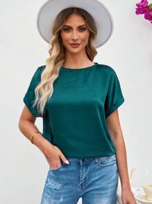 Áo sơ mi nữ màu trơn Giải trí - màu xanh lá - Xem 1