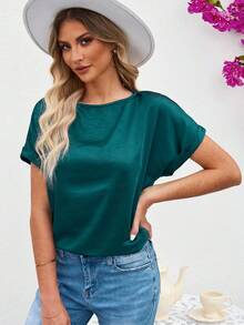 Áo sơ mi nữ màu trơn Giải trí - màu xanh lá - Xem 3