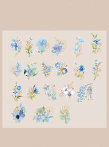 40入組花卉圖案什錦貼紙復古多用途貼紙適用於DIY工藝品裝飾品手帳