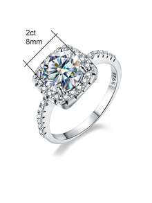 ESBERRY 925纯银钻石女士订婚戒指，适合送给女友 - 銀色 - 查看 4