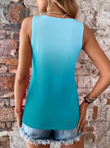 SHEIN LUNE 漸層缺口領背心上衣 - 藍色 - 查看 2