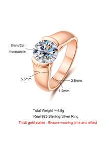 Moissanite Solitaire Nhẫn Nữ Trang Sức Nhẫn Nam - Hoa hồng vàng - Xem 2
