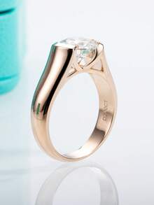 Moissanite Solitaire Nhẫn Nữ Trang Sức Nhẫn Nam - Hoa hồng vàng - Xem 5