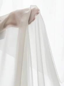 1pc White Polyester Single Panel Sheer Curtain, Simple Plain Mesh Curtain, For Living Room - White - View 4