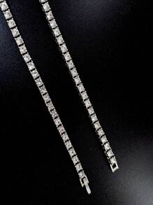 1入組奢華鋅合金水鑽裝飾項鍊適合男士日常裝飾龐克嘻哈風格,適用於首飾類禮品和派對 - 銀色 - 查看 6