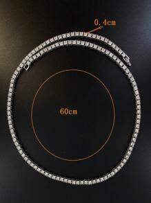 1入組奢華鋅合金水鑽裝飾項鍊適合男士日常裝飾龐克嘻哈風格,適用於首飾類禮品和派對 - 銀色 - 查看 7