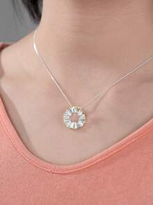 1pc Unique Pencil Shavings Pendant Necklace For Women s925 Sterling Silver Valentine's Day Glamorous Handmade Fine Ladies Jewelry Gift For Girls - Silver - View 2