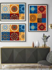 10pcs Colorful Mandala Pattern Water Proof Wall Paper, PVC Removable Wall Decorative Sticker For Home Decor - Multicolor - View 1
