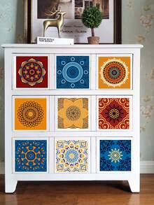 10pcs Colorful Mandala Pattern Water Proof Wall Paper, PVC Removable Wall Decorative Sticker For Home Decor - Multicolor - View 3