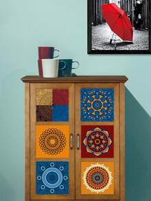 10pcs Colorful Mandala Pattern Water Proof Wall Paper, PVC Removable Wall Decorative Sticker For Home Decor - Multicolor - View 4