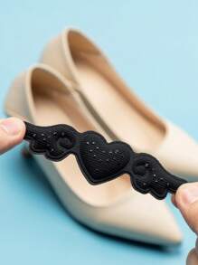 2 CÁI Miếng lót giày màu trơn, phụ kiện thời trang bằng vải đen cho máy bơm - màu đen - Xem 3