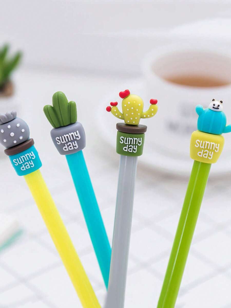 4入組仙人掌設計中性筆 - 彩色 - 查看 1