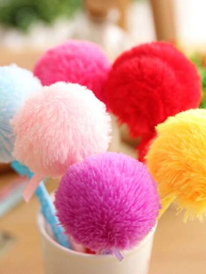 1入組絨球裝飾隨機圓珠筆