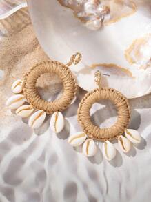 貝殼耳墜 - 卡其色 - 查看 1