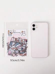 40入組卡通動物和食物圖案貼花 - 彩色 - 查看 3