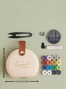 1套便攜式針線包現代字母圖形DIY居家針線包 - 杏色 - 查看 8