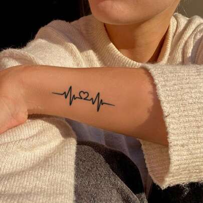 1pc Telepathy Herbal Style Heart-Shaped Temporary Tattoo Stickers, Korean/Y2K/Kpop Style, Waterproof, Sweat-Proof, Non-Reflective