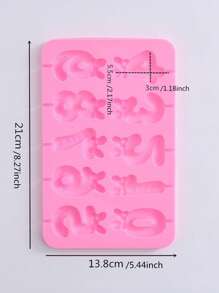 1 件数字设计随机硅胶模具，卡通蝴蝶结装饰数字形状硅胶模具，适合 DIY - 彩色 - 查看 2