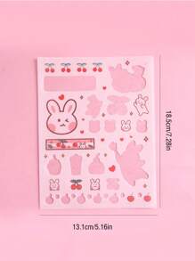 4入組兔子和水果印花隨機貼紙 - 彩色 - 查看 7