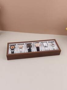 1入組木紋手錶收納盒 - 棕色 - 查看 3