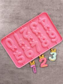 1 件数字设计随机硅胶模具，卡通蝴蝶结装饰数字形状硅胶模具，适合 DIY - 彩色 - 查看 3