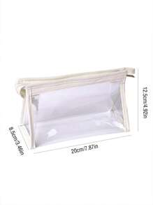 1pc Clear Waterproof Pencil Bag,Back To School,School Supplies - White - View 7