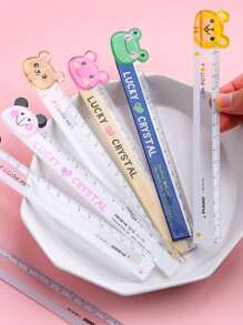 1 stuk liniaal met cartoonafbeelding (willekeurige opdruk), linialen - Veel kleurig - Bekijken 7