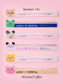 1 stuk liniaal met cartoonafbeelding (willekeurige opdruk), linialen - Veel kleurig - Bekijken 8