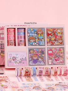 1 Pieza Caja De Regalo Con Combinación De Pegatinas Adhesivas De Cinta De Cuenta A Mano Con Dibujo Animado Lindo - Multicolor - Ver 8