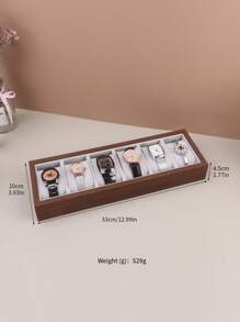 1入組木紋手錶收納盒 - 棕色 - 查看 6